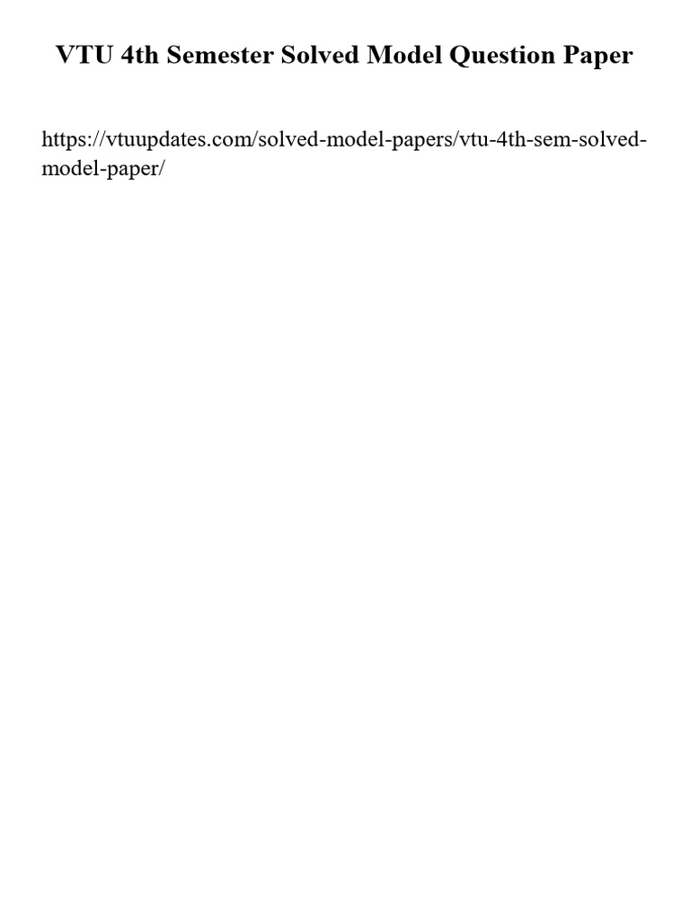 VTU 4th Semester Solved Model Question Papers LINK | PDF