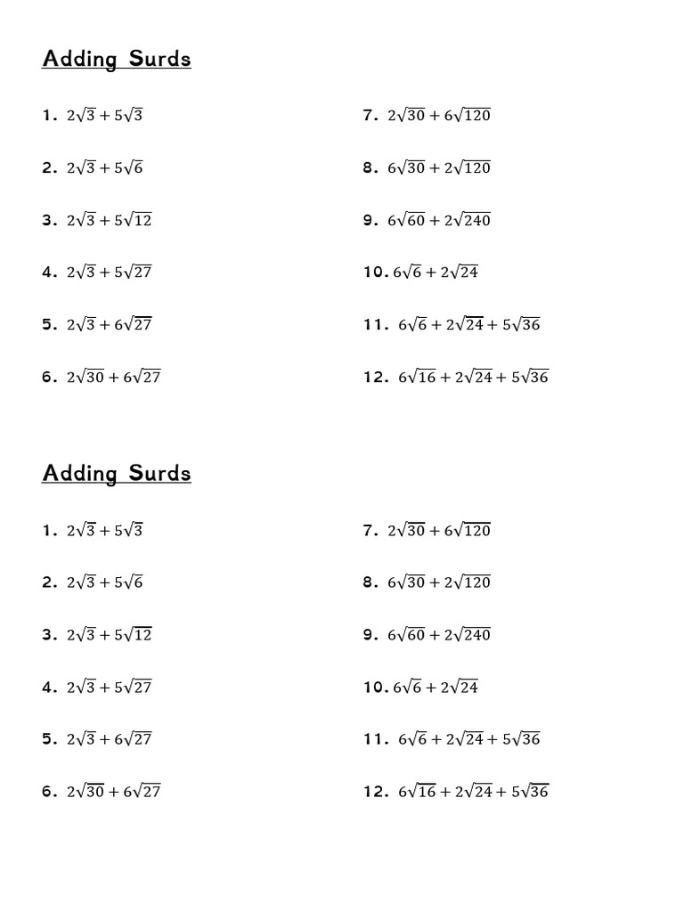 Adding Surds | PDF