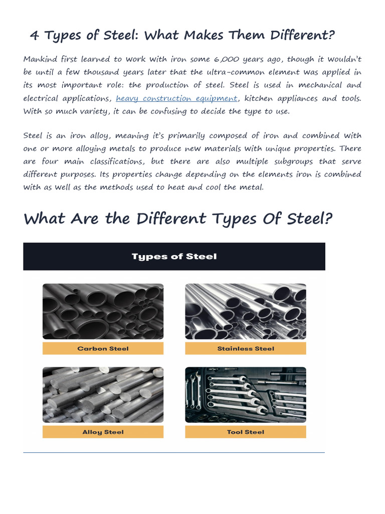 Lesson 9 Type of Steel | PDF | Steel | Stainless Steel