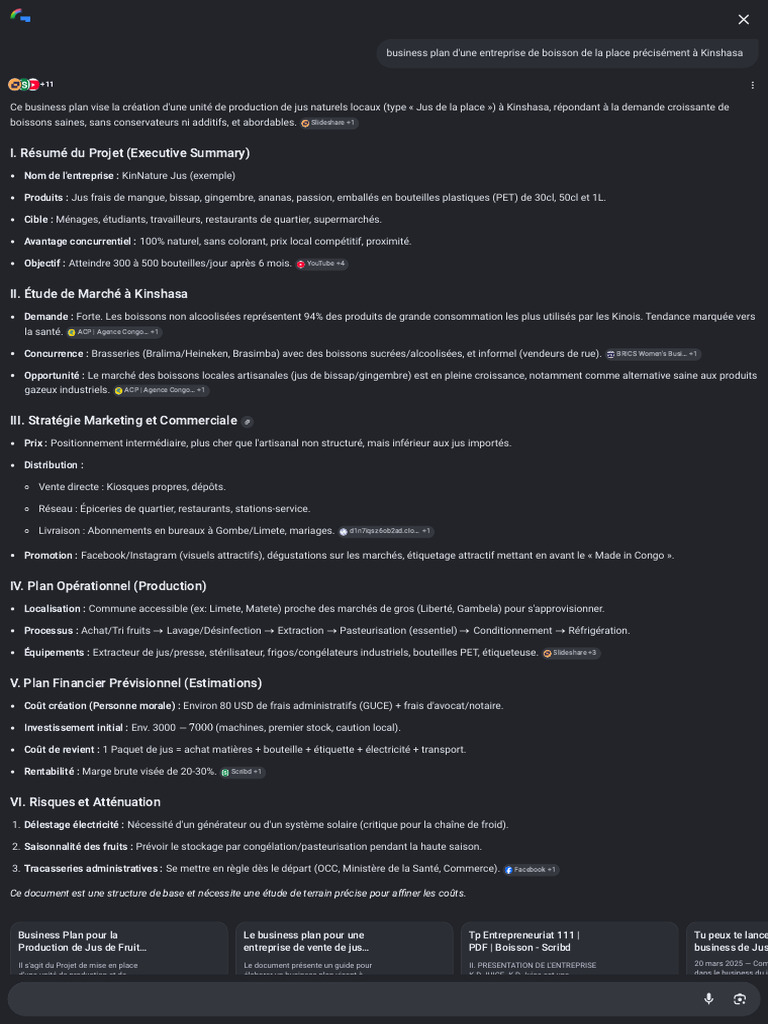 I. Résumé Du Projet (Executive Summary) : Slideshare +1 | PDF | Boisson ...