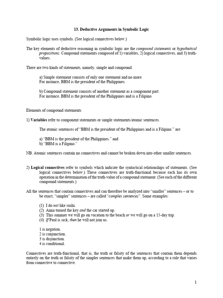 13. Deductive Arguments in Symbolic Logic | PDF | If And Only If ...