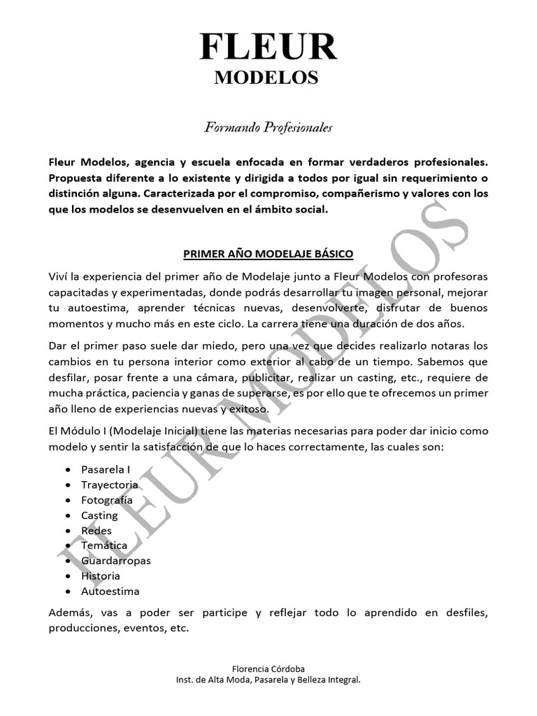 1° año Fleur Modelos 2026 | PDF