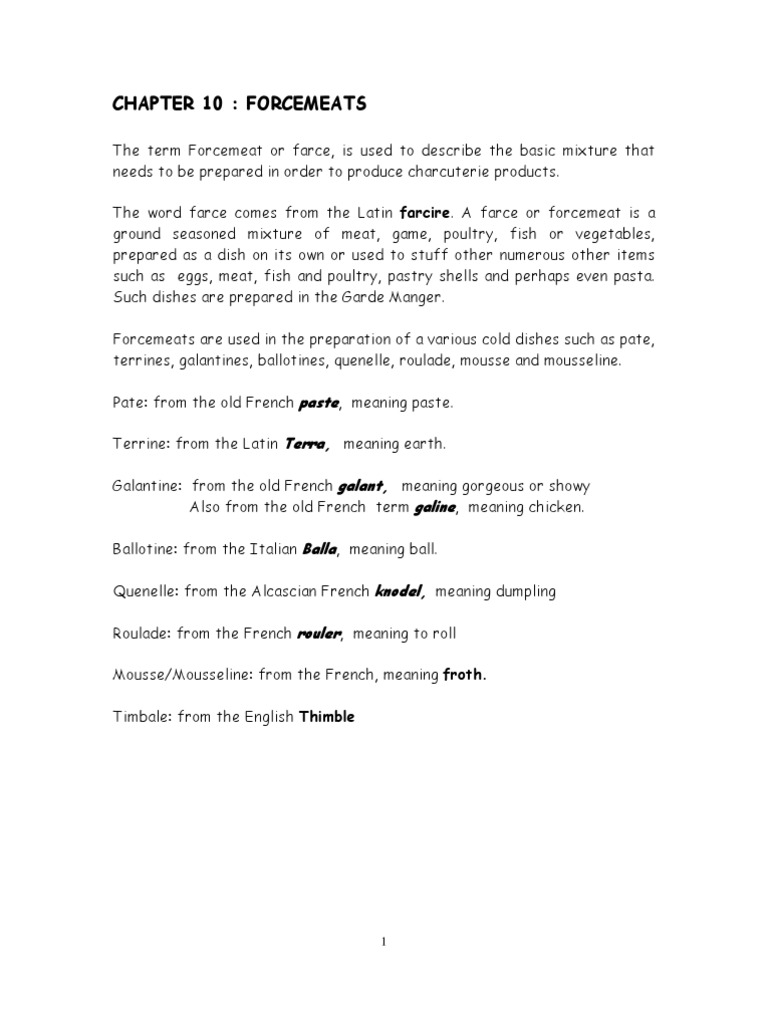 Chapter10 Forcemeat PDF Foods Food And Drink