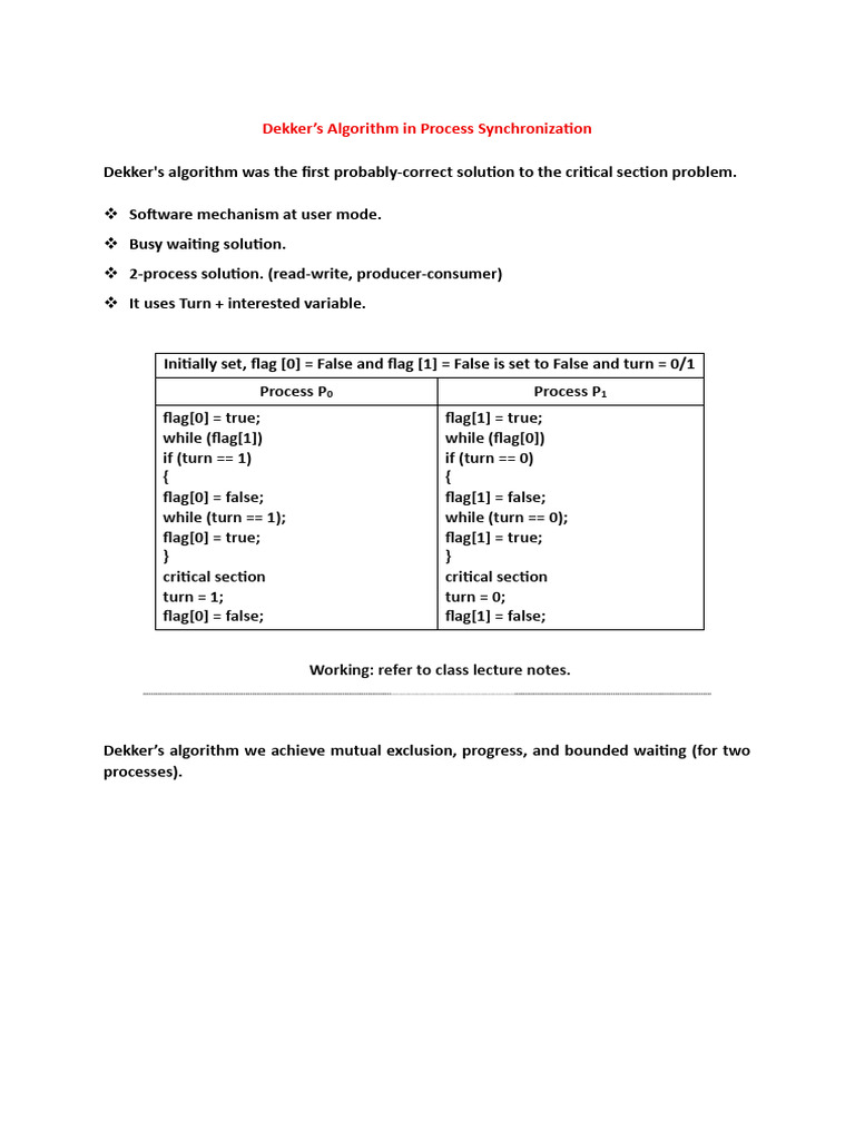 Dekker’s Algorithm | PDF