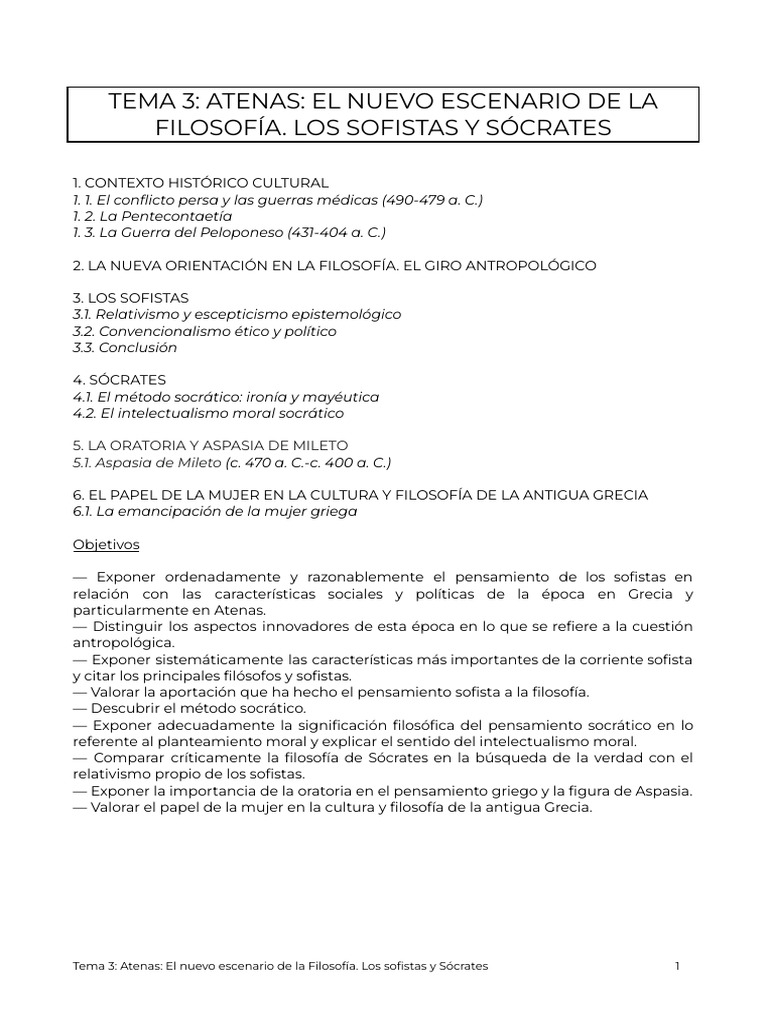 Tema 03. Atenas - El Nuevo Escenario de La Filosofía. Los Sofistas y ...
