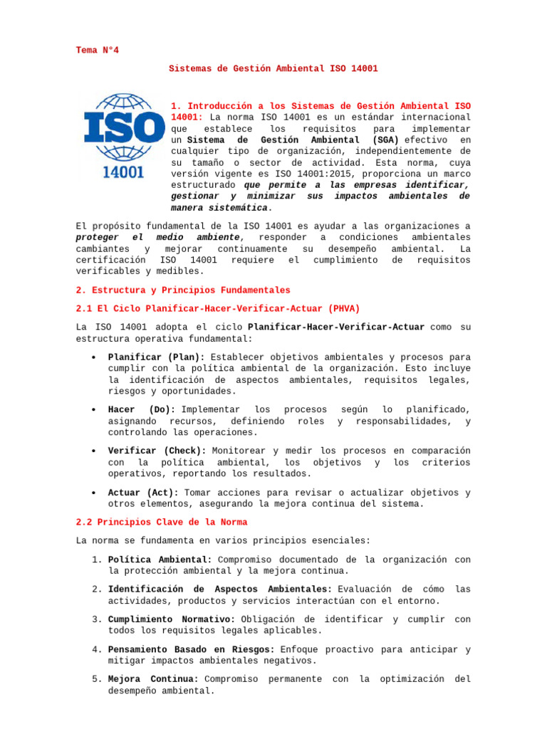 Tema n4 Normas Iso 14001 | PDF | Política de medio ambiente | Residuos