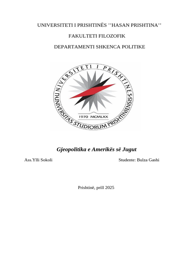 Bulza Gashi -Prezantim -Gjeopolitike | PDF
