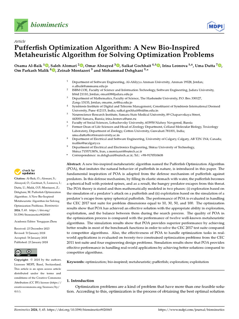 biomimetics-09-00065 | PDF | Metaheuristic | Mathematical Optimization