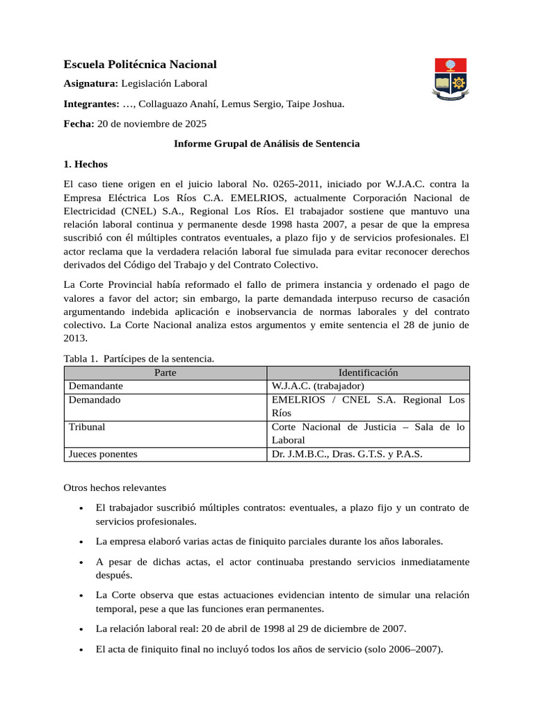 Análisis de Sentencia | PDF | Sentencia (ley) | Caso de ley