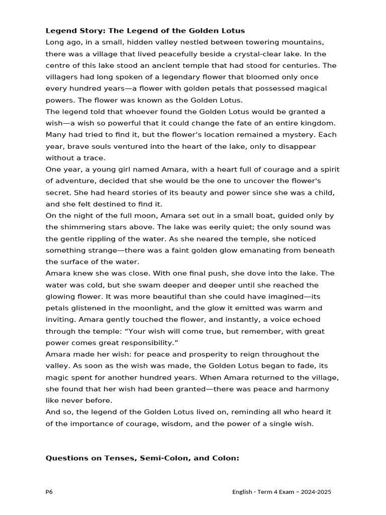 Legend Story | PDF | Part Of Speech | Adjective