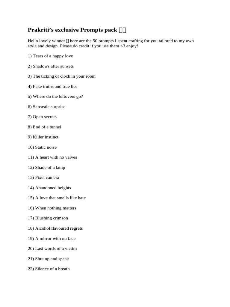 Prakriti's Prompt Pack | PDF