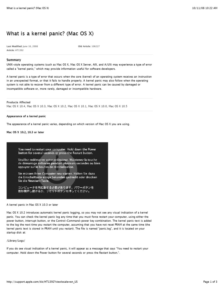 What is a Kernel Panic | PDF | Kernel (Operating System) | Mac Os