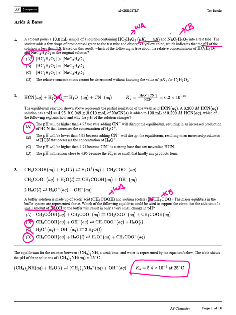 Acid Base Questions | PDF | Buffer Solution | Titration