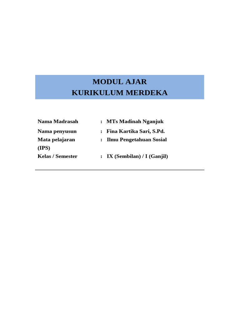 Modul Ajar Kelas IX Tema 01 | PDF