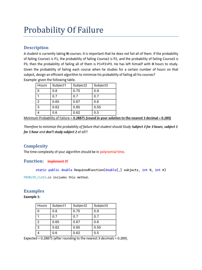 Probability Of Failure | PDF | Time Complexity | Mathematics