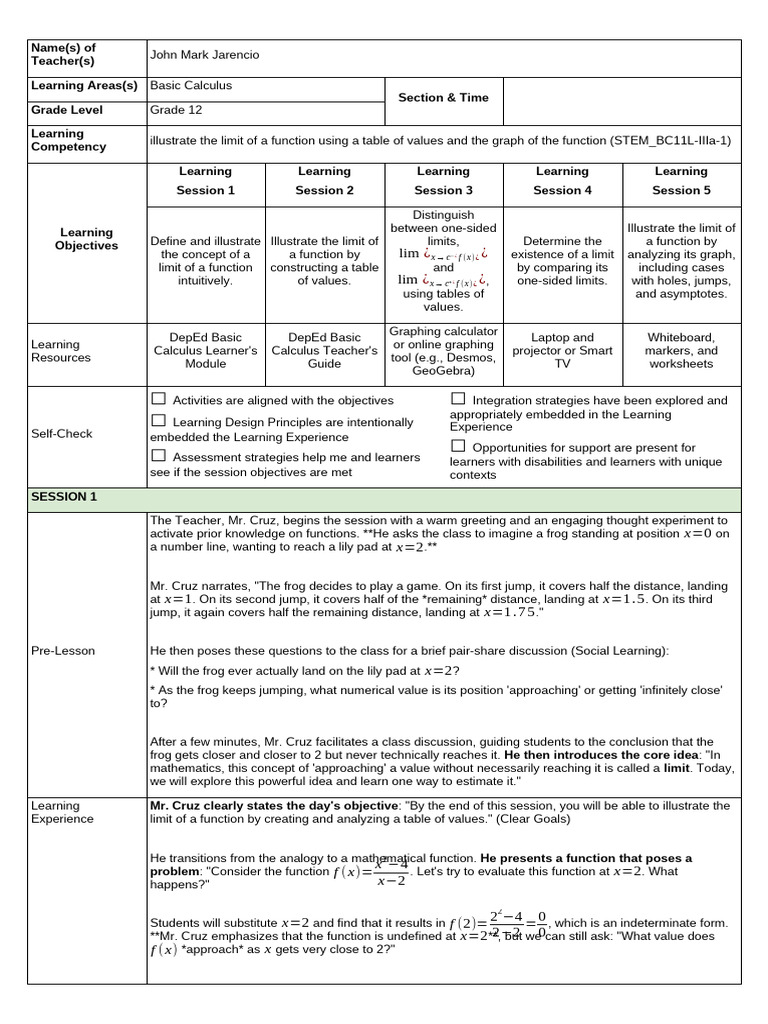 NewTemplate DLP Grade 12 Basic Calculus (10) | PDF | Function ...