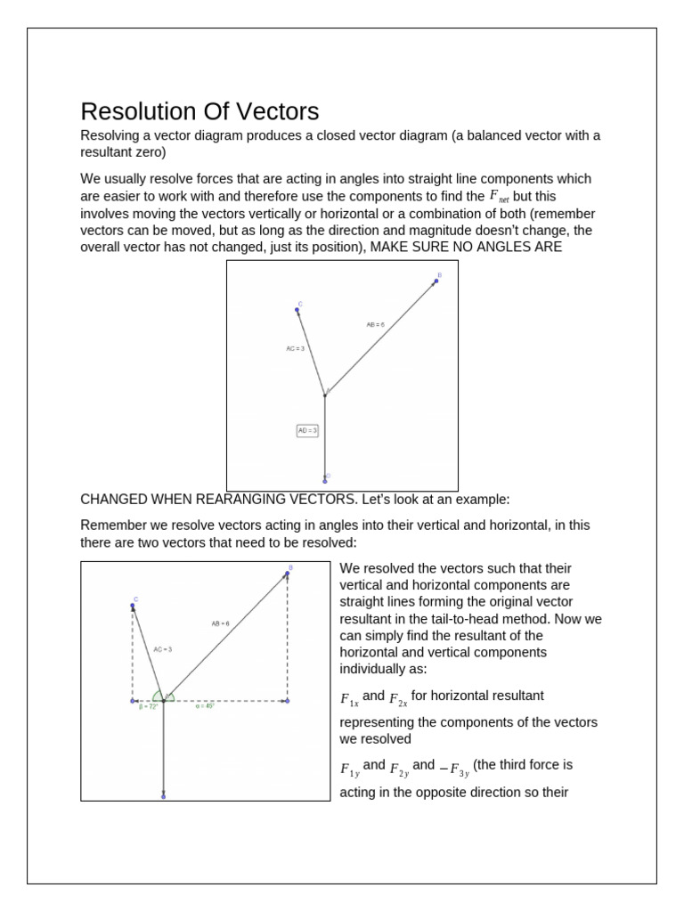 #2 Resolution of Vectors | PDF | Force | Euclidean Vector