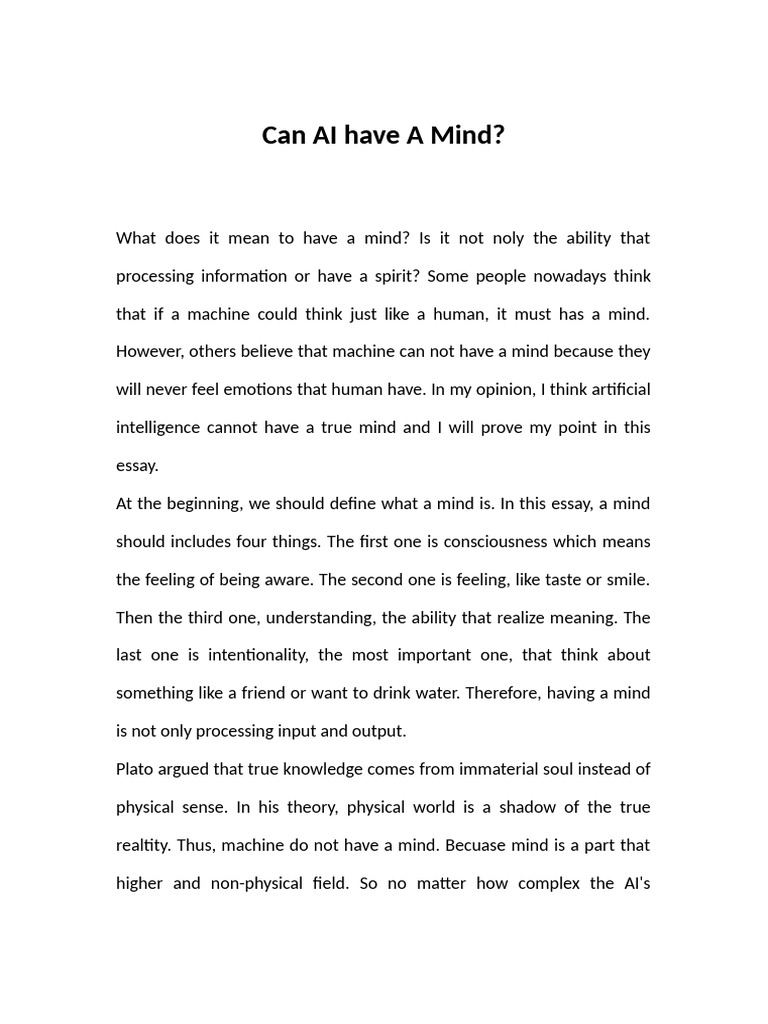 Can Ai Have a Mind_kabuto | PDF | Mind | Psychological Concepts