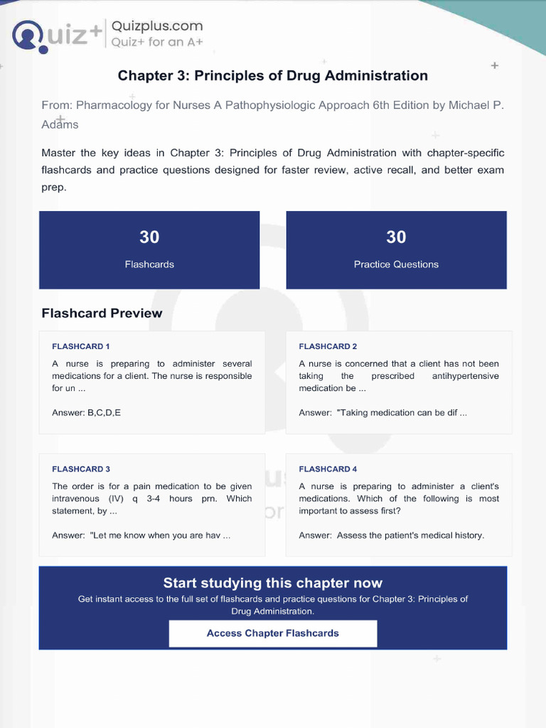 Flashcards for Chapter 3 Principles of Drug Administration | PDF