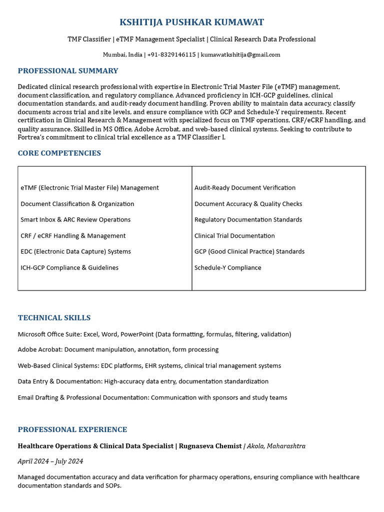 Kshitija Kumawat TMF Classifier CV - Docx 20260427 172152 0000 | PDF ...