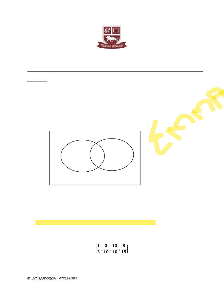 0580 Probability in Venn Diagrams | PDF