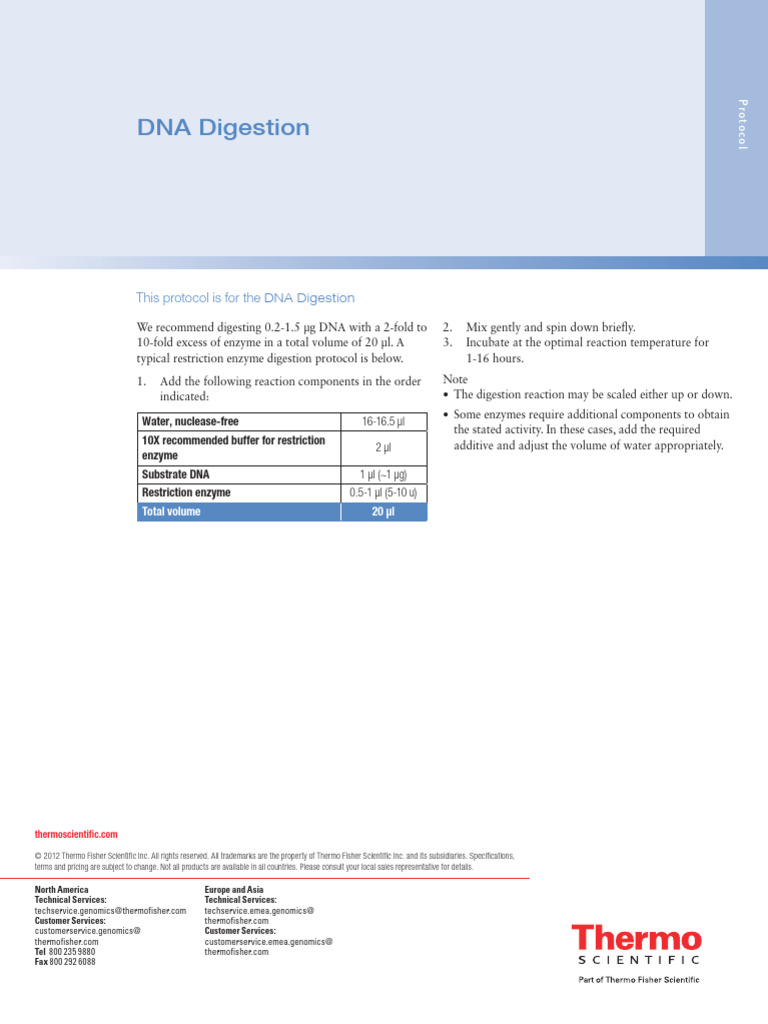 Man0011980 Dna Digestion Ug | PDF | Enzyme | Biology