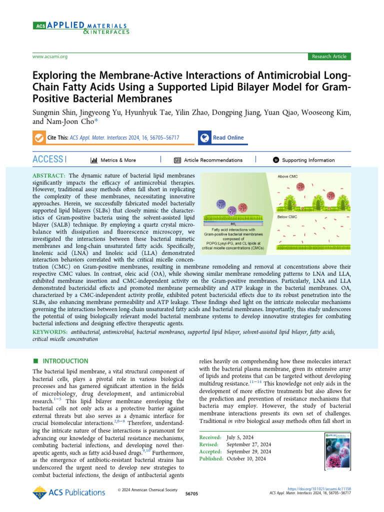 Exploring the Membrane-Active Interactions of Antimicrobial Long-Chain ...