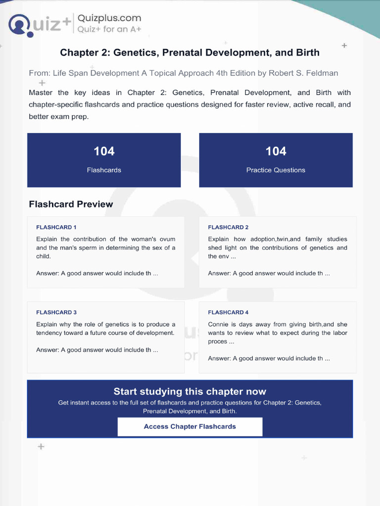Flashcards for Chapter 2 Genetics Prenatal Development and Birth | PDF