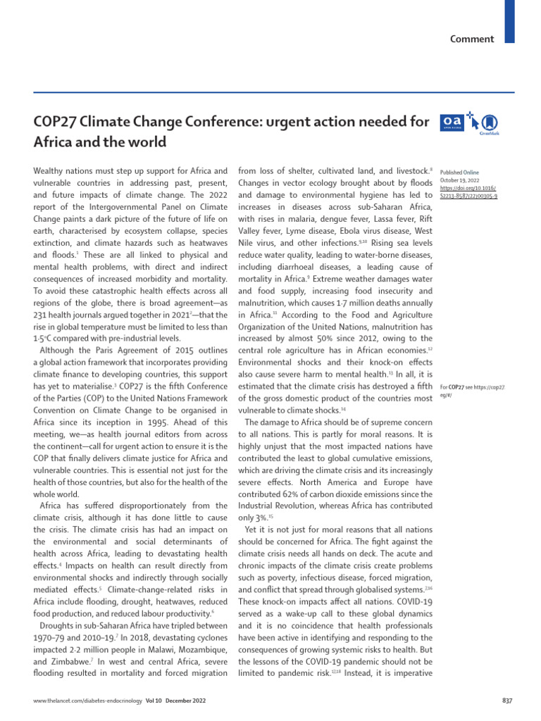 COP27 Climate Change Conference Urgent Action Nee | PDF | Climate ...