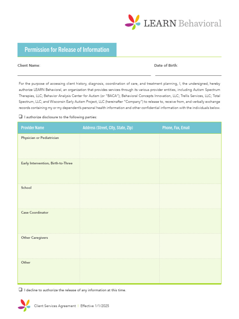 Form Roi 2025 | PDF | Autism | Information