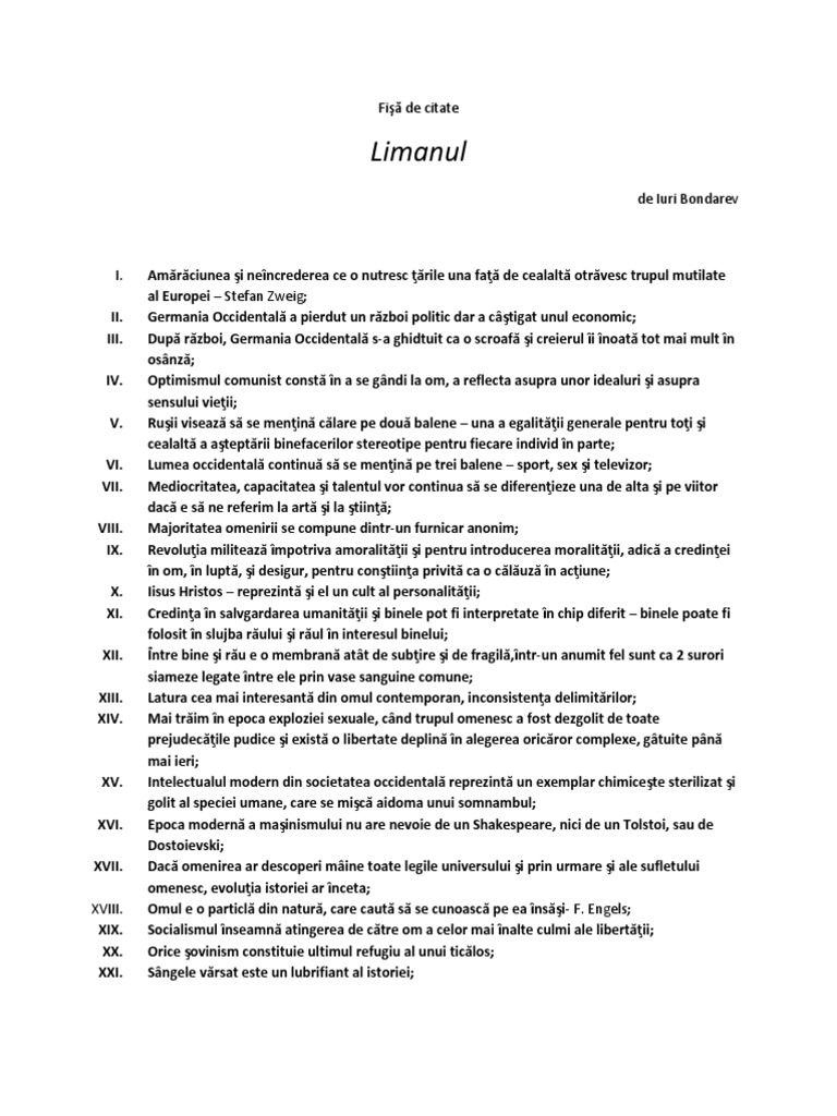 Limanul de Iuri Bondarev | PDF
