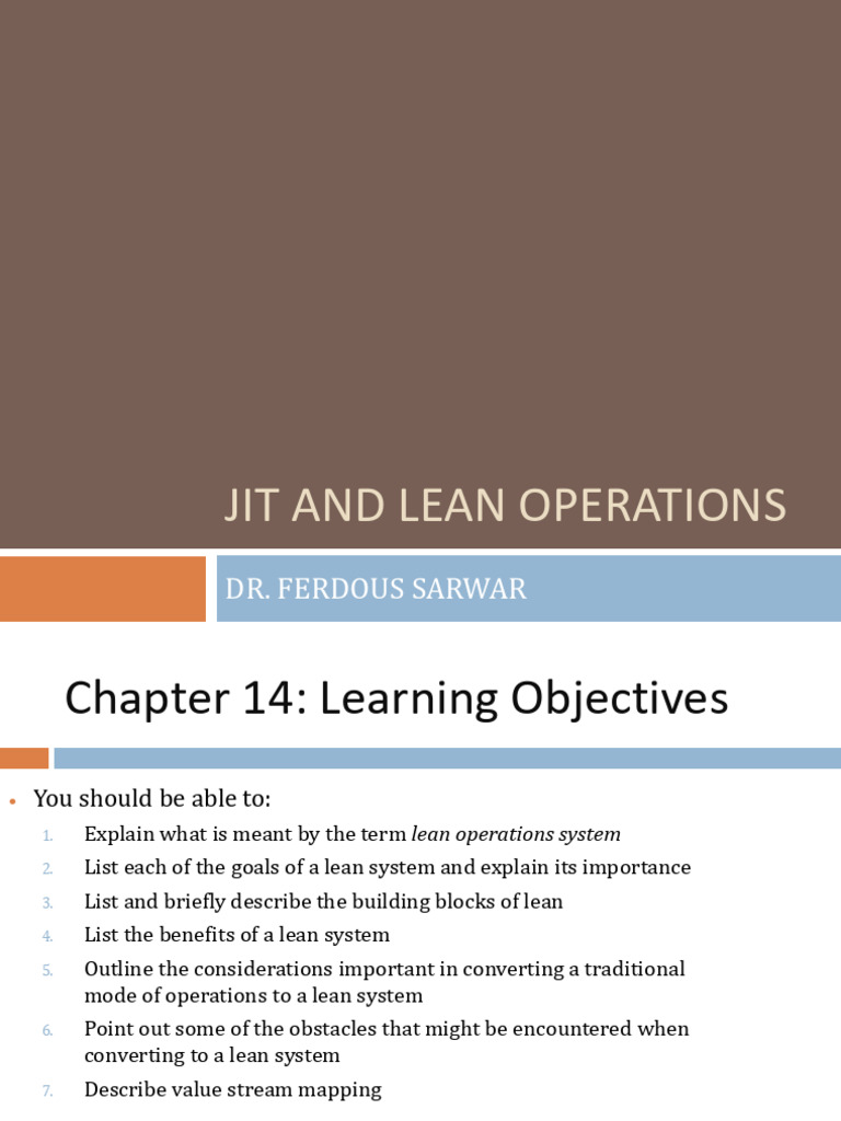JIT and Lean Operations | PDF