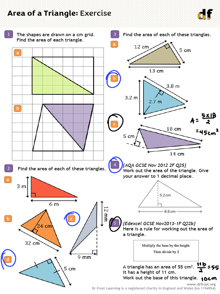 Area of a Triangle - Exercise | PDF | Area | Triangle