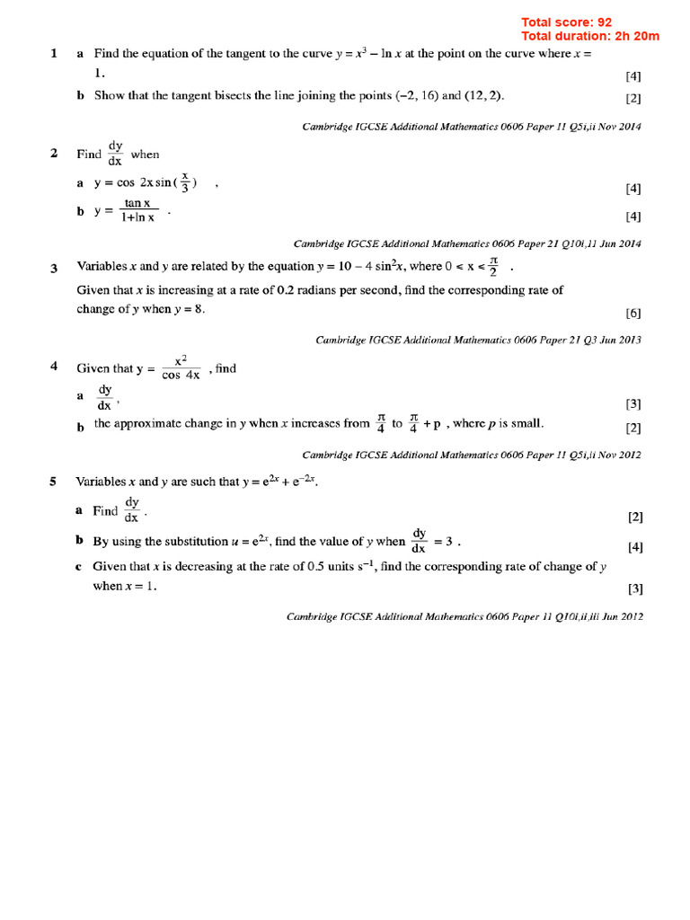 HW - Differentiation PYQ 2 (1) | PDF