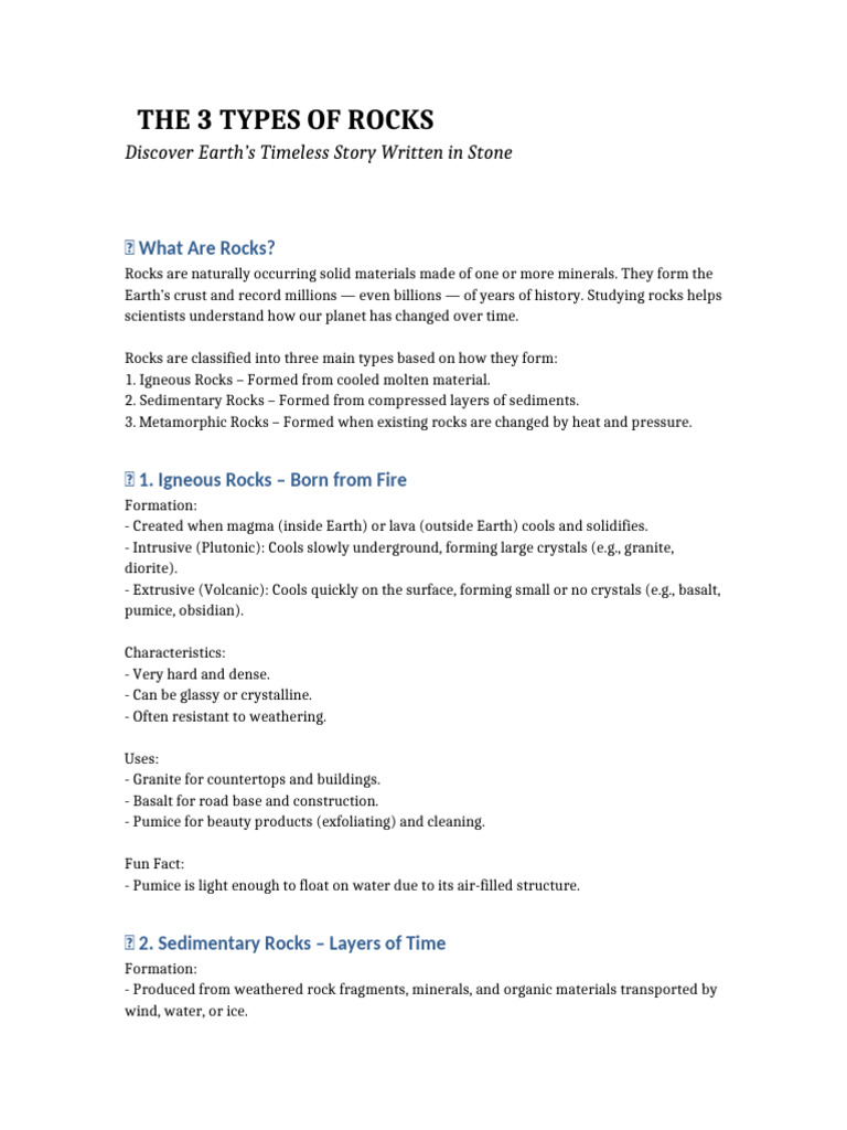 Three_Types_of_Rocks_Brochure_with_Process | PDF | Rock (Geology ...