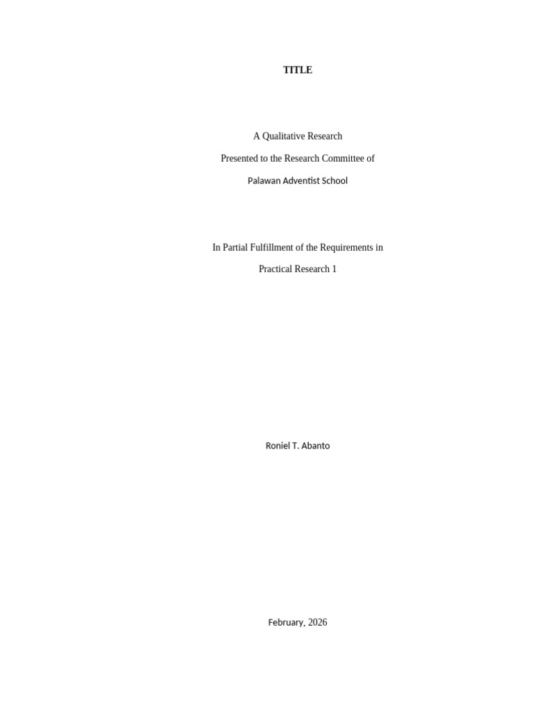 Sample Cover for Research | PDF