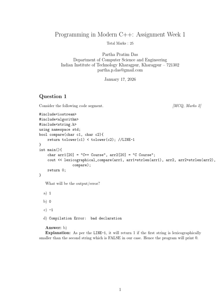 Programming C++ Assignment-1 | PDF | Computer Engineering | C++