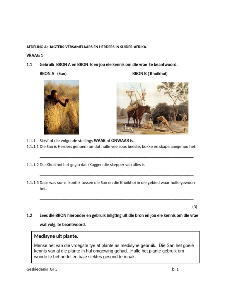SW Gr 5 K2 Gesk Toets 2022 | PDF
