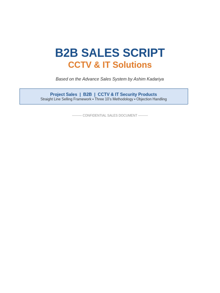 CCTV_IT_B2B_Sales_Script | PDF | Closed Circuit Television