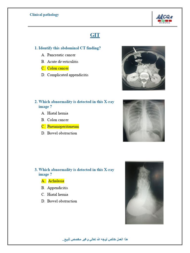 Answered GIT Radiology by MCQs | PDF