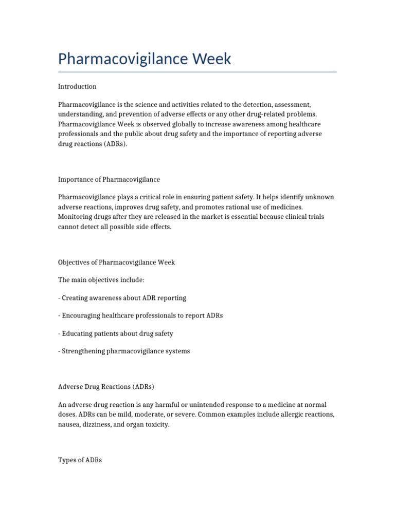 Pharmacovigilance Week | PDF | Pharmacovigilance | Adverse Effect