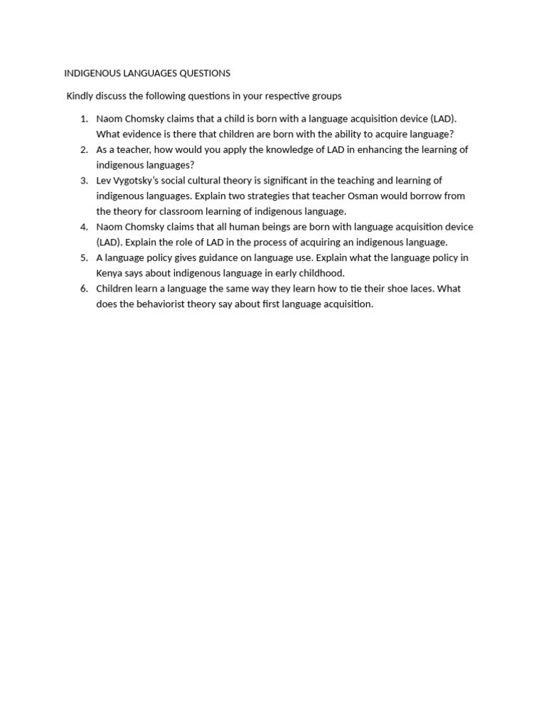 Indigenous Languages Questions | PDF