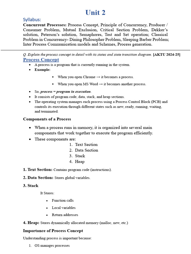 OS_Unit 2 | PDF | Process (Computing) | Concurrent Computing