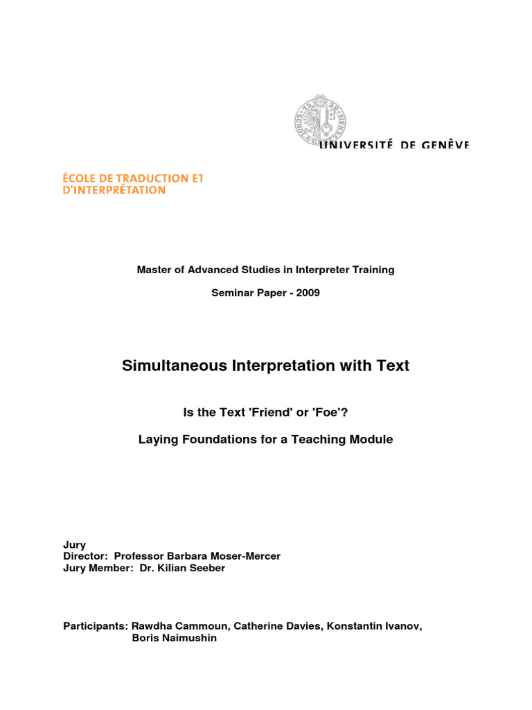 Simultaneous Interpretation With Text Is | PDF | Language ...