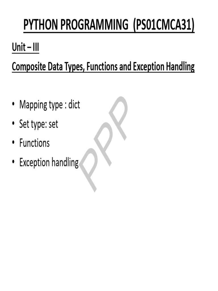Unit - 3 Composite Datatypes, Functions, Exception Handling | PDF ...