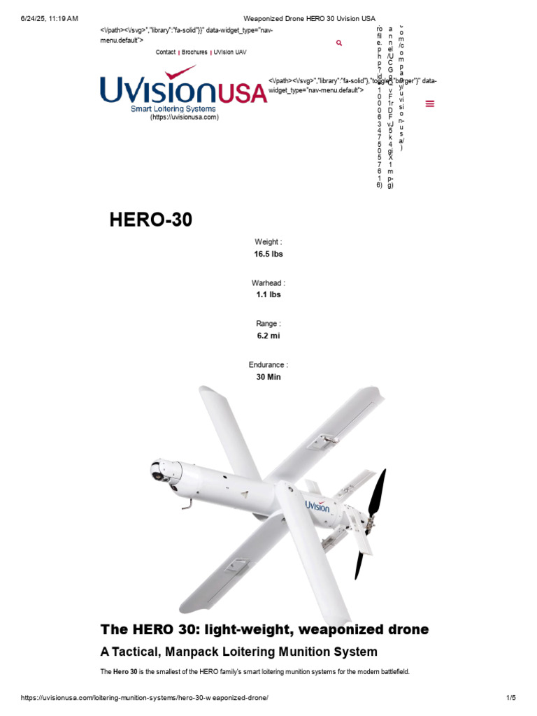 [4]. Weaponized Drone HERO 30 Uvision USA | PDF | Unmanned Aerial ...
