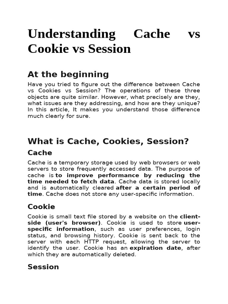 Cache vs Cookie vs Session in ASP.NET | PDF | Http Cookie | Cache ...