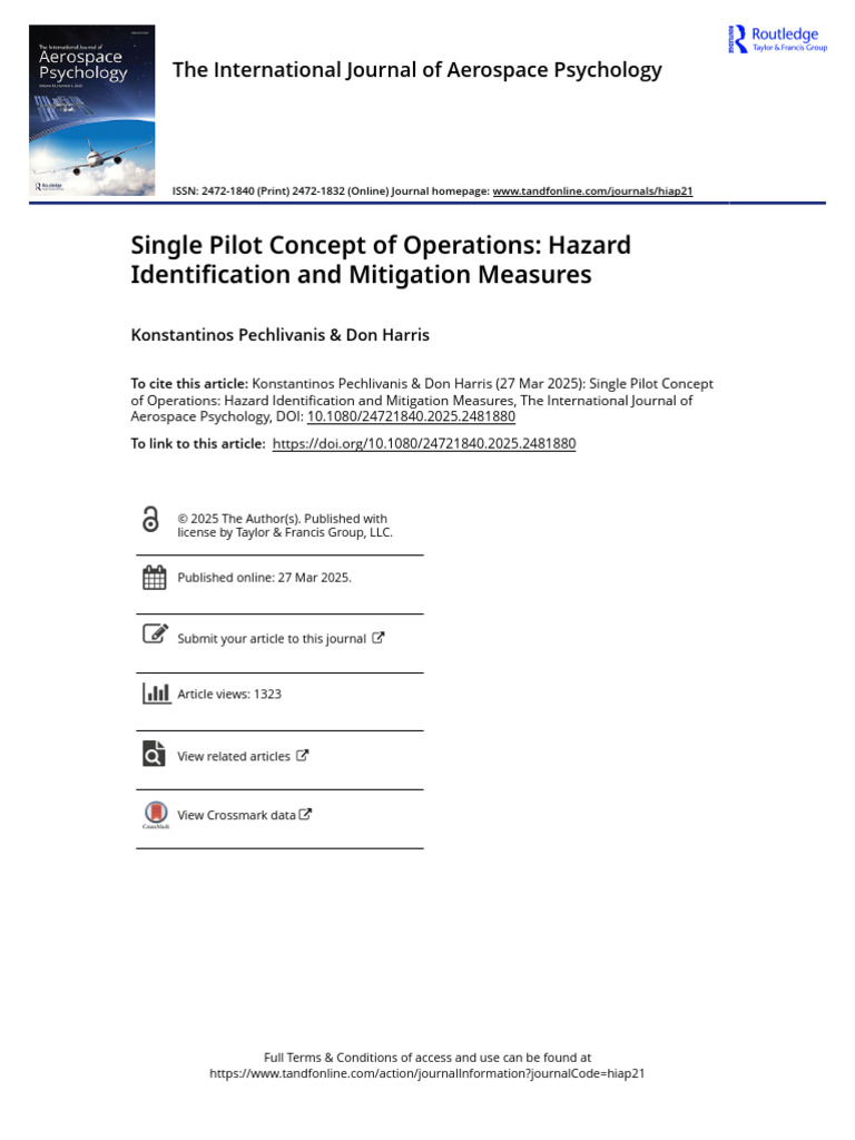 Single Pilot Concept of Operations Hazard Identification and Mitigation ...