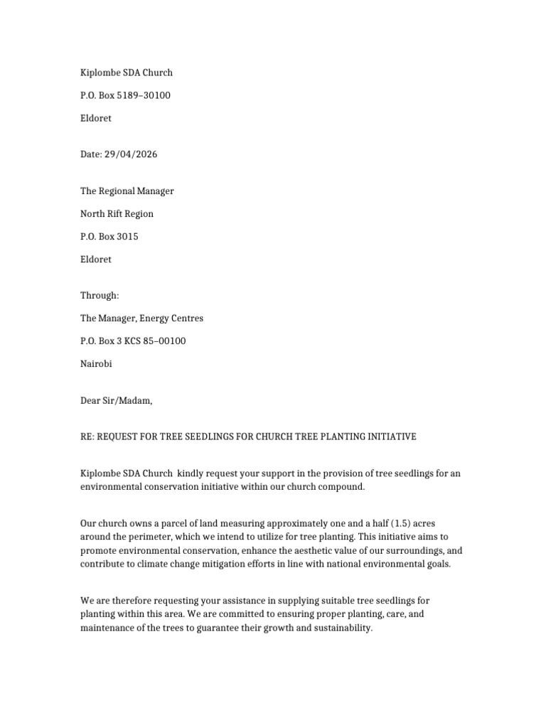 Tree Seedlings Request Letter | PDF