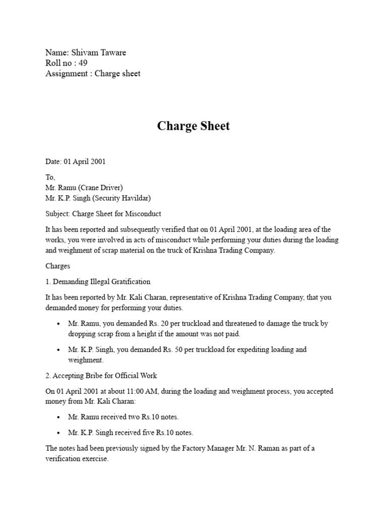 Charge Sheet | PDF